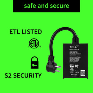 Zooz 800 Series Z-Wave Long Range Outdoor Double Plug ZEN14 800LR safety and security with ETL and Z-Wave S2
