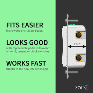Zooz 800 Series Z-Wave Plus Dimmer ZEN72 Dimensions and Performance features