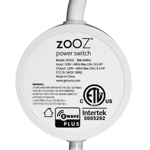 Zooz Z-Wave Plus Power Switch ZEN15 Back Label