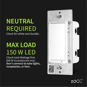 Zooz 800 Series Z-Wave Plus S2 On / Off Wall Switch ZEN76 Electrical Requirements