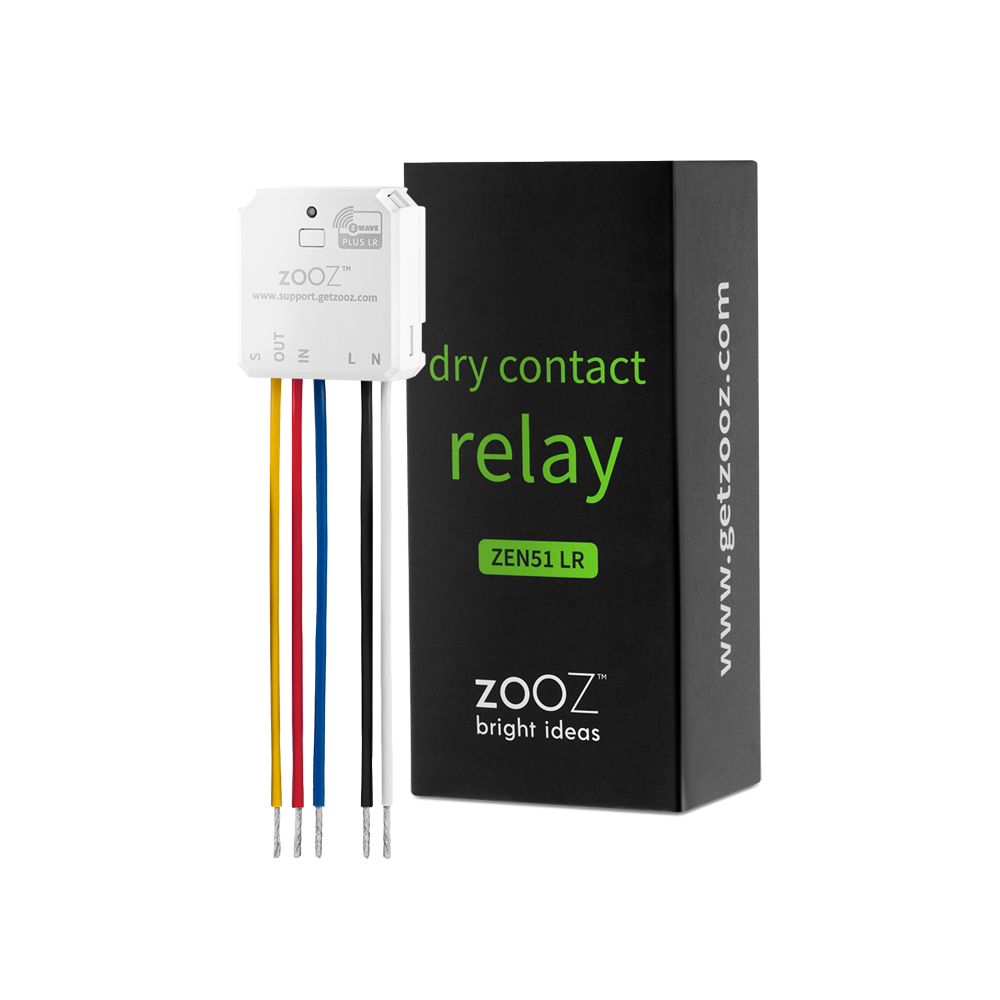 Zooz 700 Series Z-Wave Long Range Dry Contact Relay ZEN51 LR Packshot