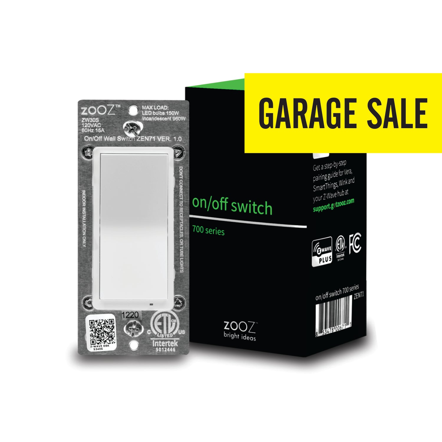 Zooz 700 Series Z-Wave Plus On / Off Light Switch ZEN71 Garage Sale Deal