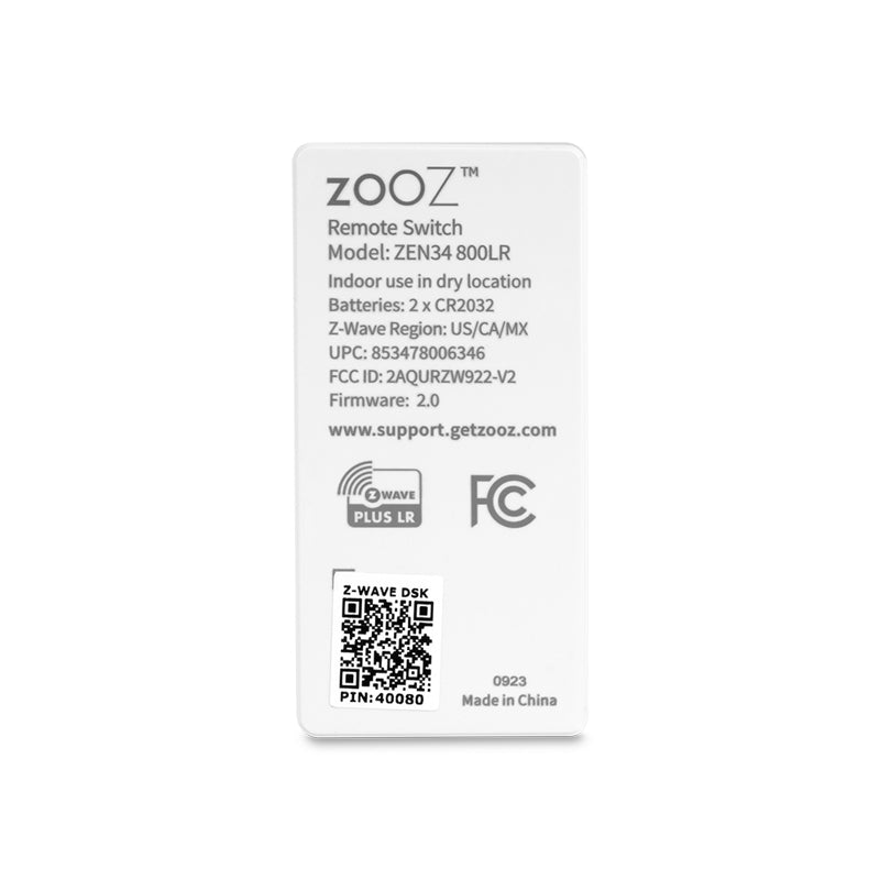 Zooz 700 Series Z-Wave Plus Mesh Network Remote Control & Scene Controller ZEN34 (Battery Powered), White | Z-Wave Hub Required