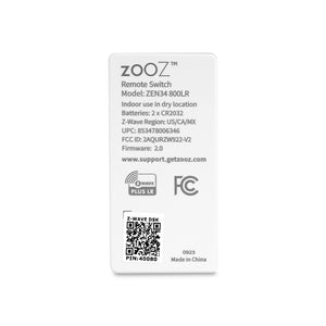 Zooz Z-Wave Plus 800 Series Remote Switch ZEN34 800LR (Battery Powered) Back View
