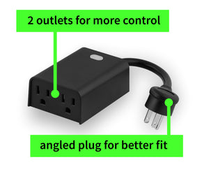 Zooz 800 Series Z-Wave Long Range Outdoor Double Plug ZEN14 800LR 2 Outlets and angled plug