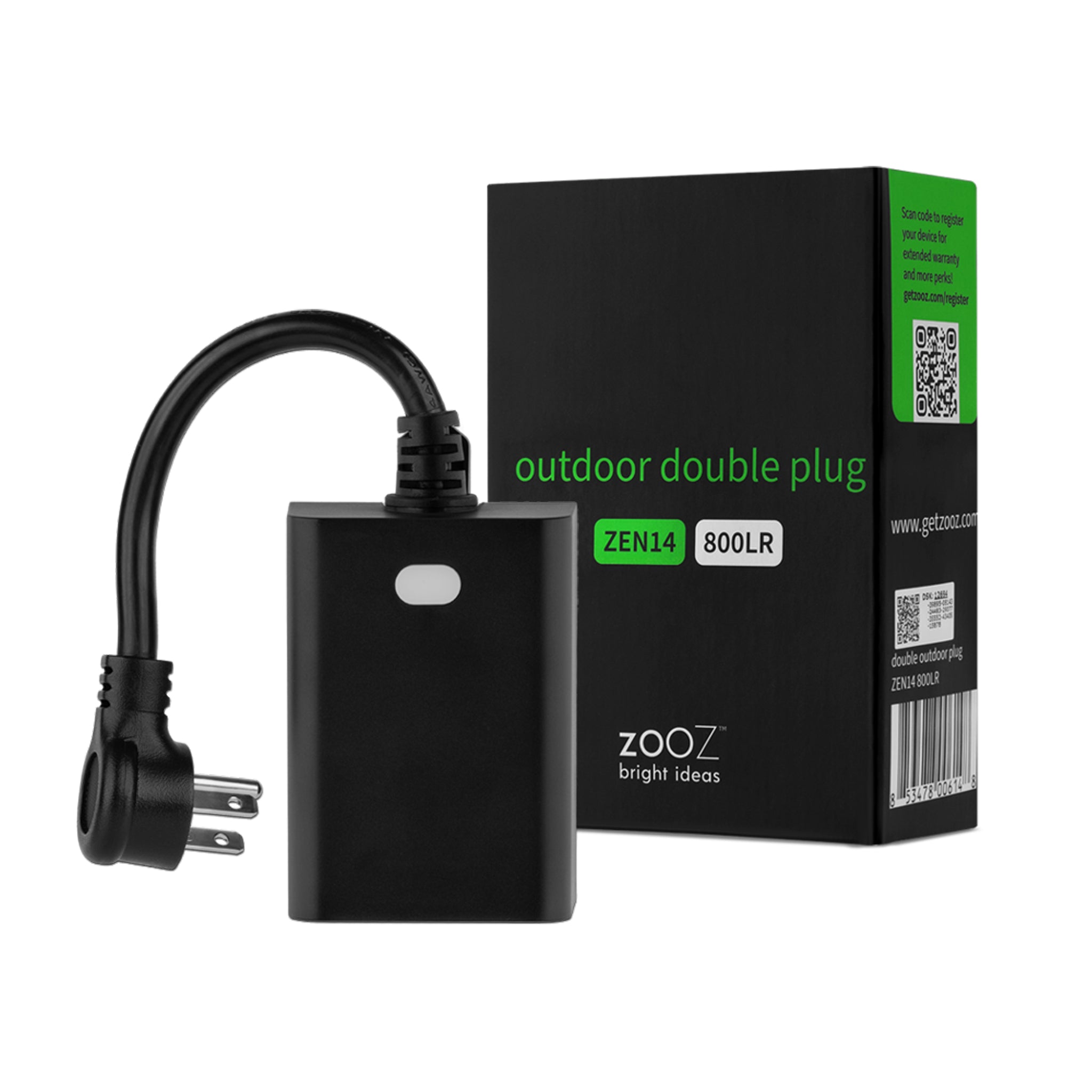 ZOOZ 800 Series Z-Wave Long Range Outdoor Double Plug ZEN14 | Hub Required | Works with The Z-Box Hub, Home Assistant, and Hubit ZOOZ 800 Series Z-Wave Long Range Outdoor Double Plug ZEN14 | Hub Required | Works with The Z-Box Hub, Home Assistant, and Hubit