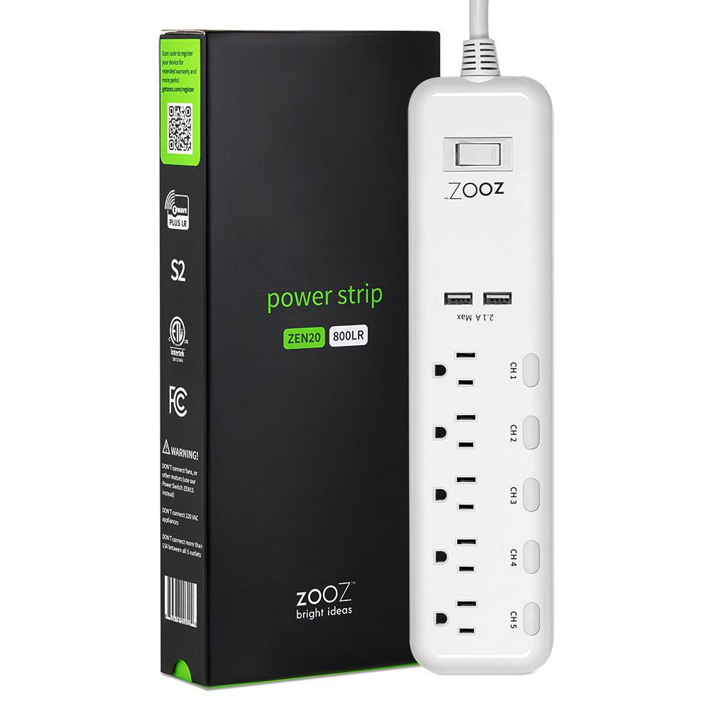 Zooz 800 Series Z-Wave Long Range Power Strip ZEN20 800LR - The