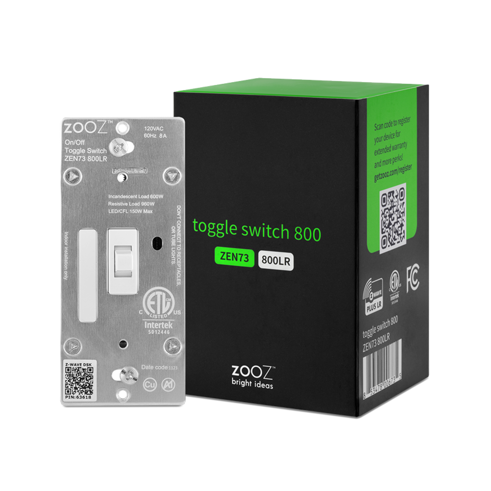 Zooz 800 Series Z-Wave Long Range S2 On / Off Toggle Switch ZEN73 800LR Packshot