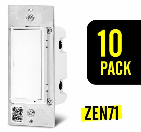 10 Pack Of Zooz 800 Series Z-Wave Long Range On / Off Wall Switch