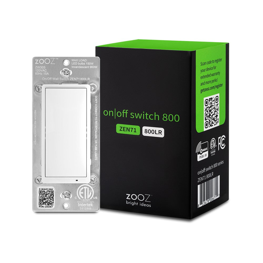 Zooz 700 Series Z-Wave Plus On/Off Switch Zen71, White |, Wave Hub Required