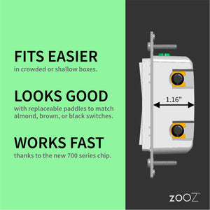 Zooz 700 Series Z-Wave Plus Dimmer ZEN72 Dimensions and Hardware Features