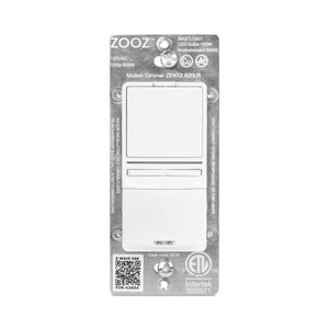 Zooz Motion Dimmer ZEN12 800LR in white front view shown on a solid white background.