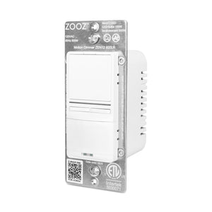 Zooz Motion Dimmer 800LR 800R semiprofile view on a plain white background.
