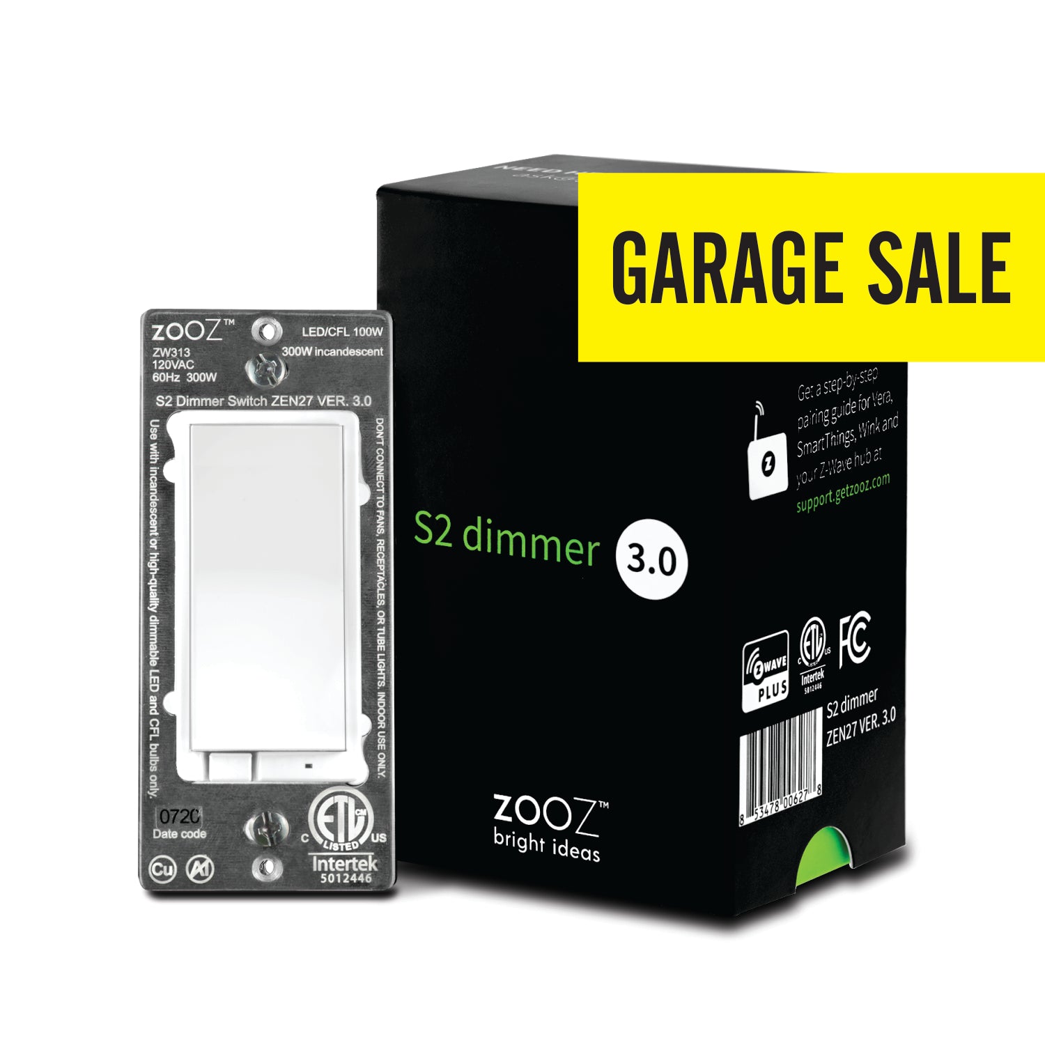 Zooz Z-Wave Plus S2 Dimmer Switch ZEN27 VER. 3.0 (White) with Simple Direct 3-Way & 4-Way Garage Sale Deal