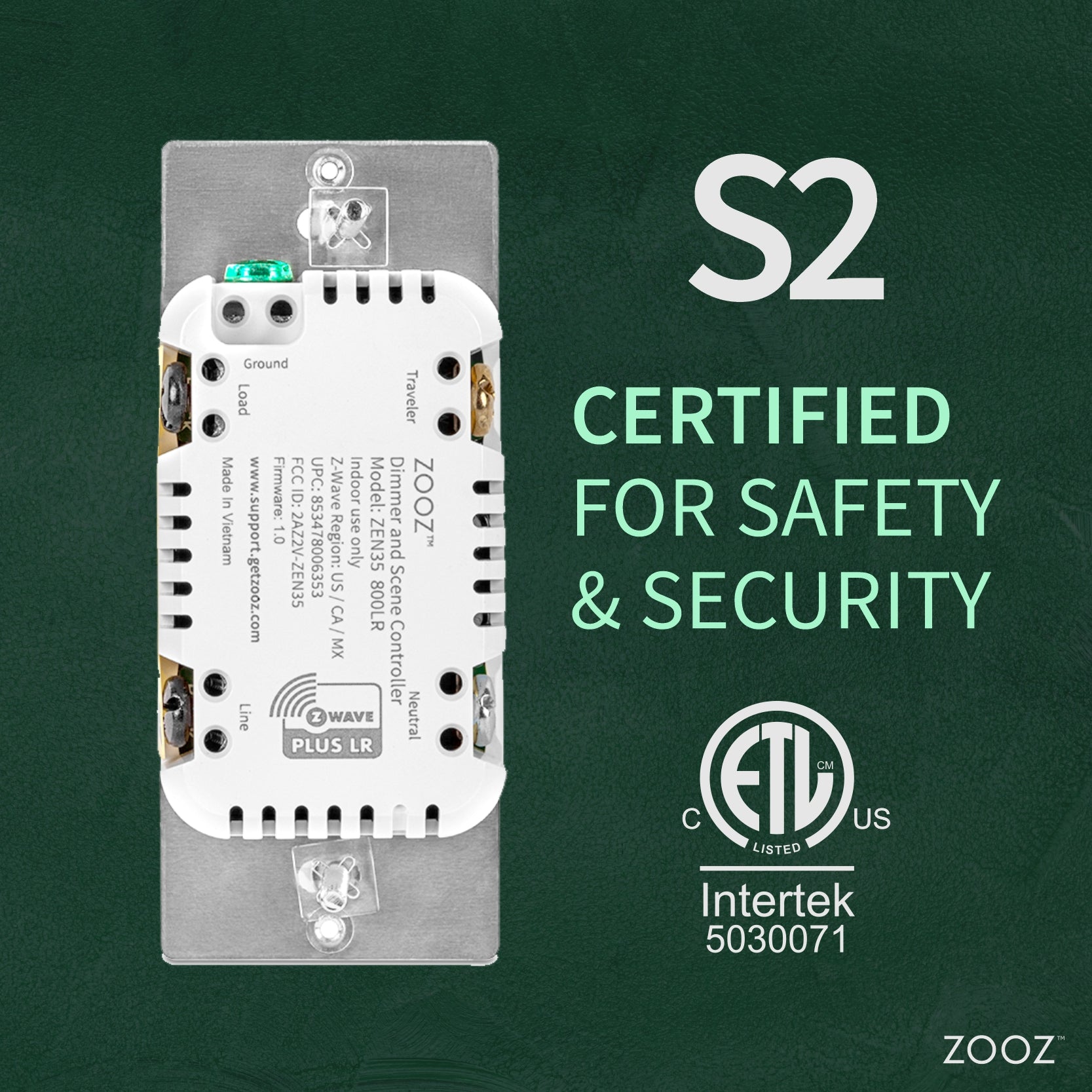 Zooz 800 Series Z-Wave Long Range Dimmer & Scene Controller ZEN35 800LR Safety and Security