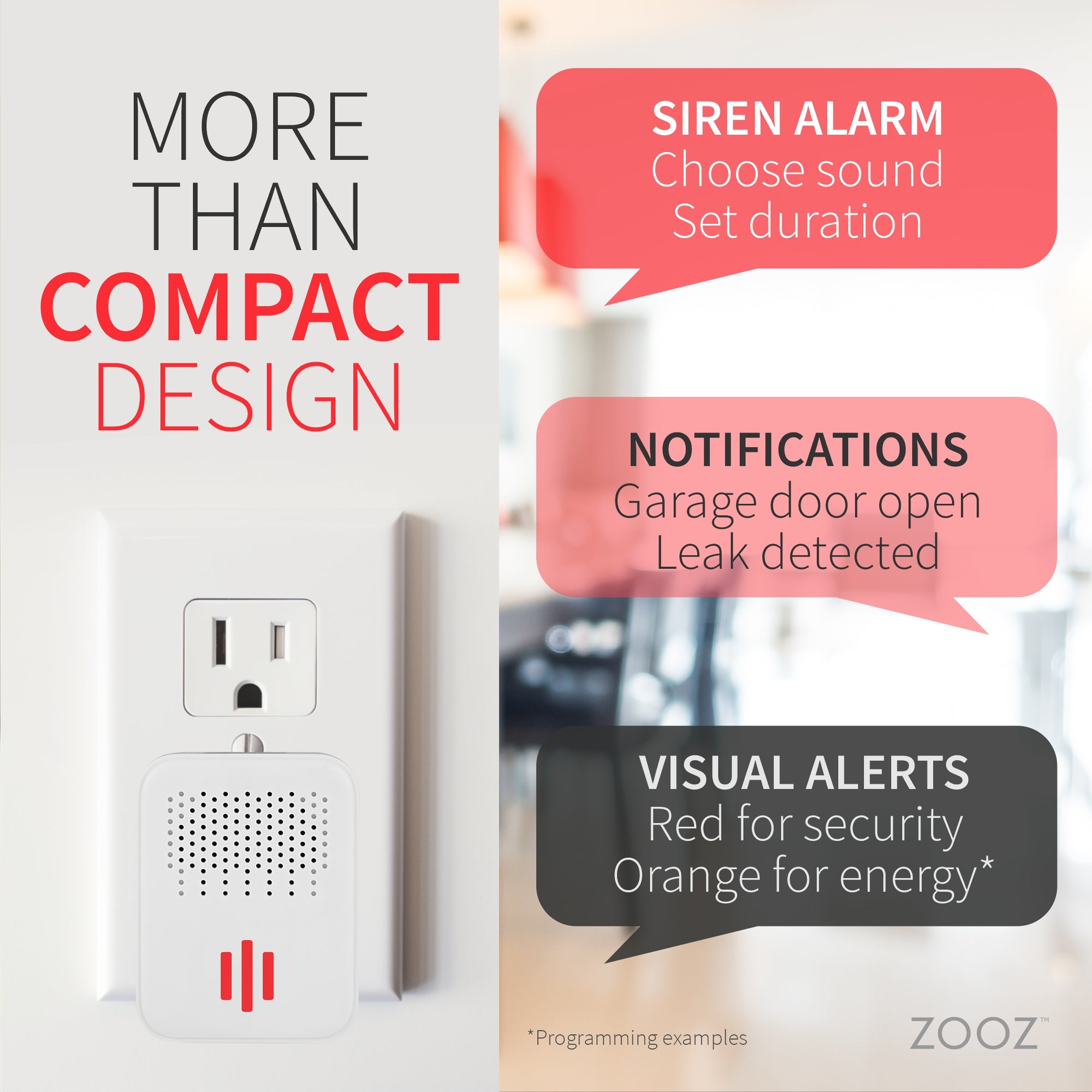 Zooz Z-Wave Long Range Siren & Chime ZSE50 800LR Slide with functionality and programming examples