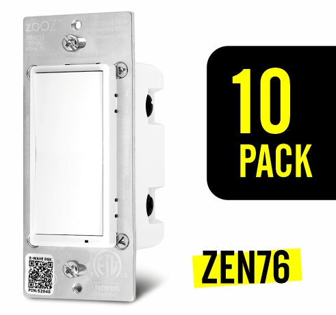 10 Pack Of Zooz 800 Series Z-Wave Long Range S2 On / Off Wall