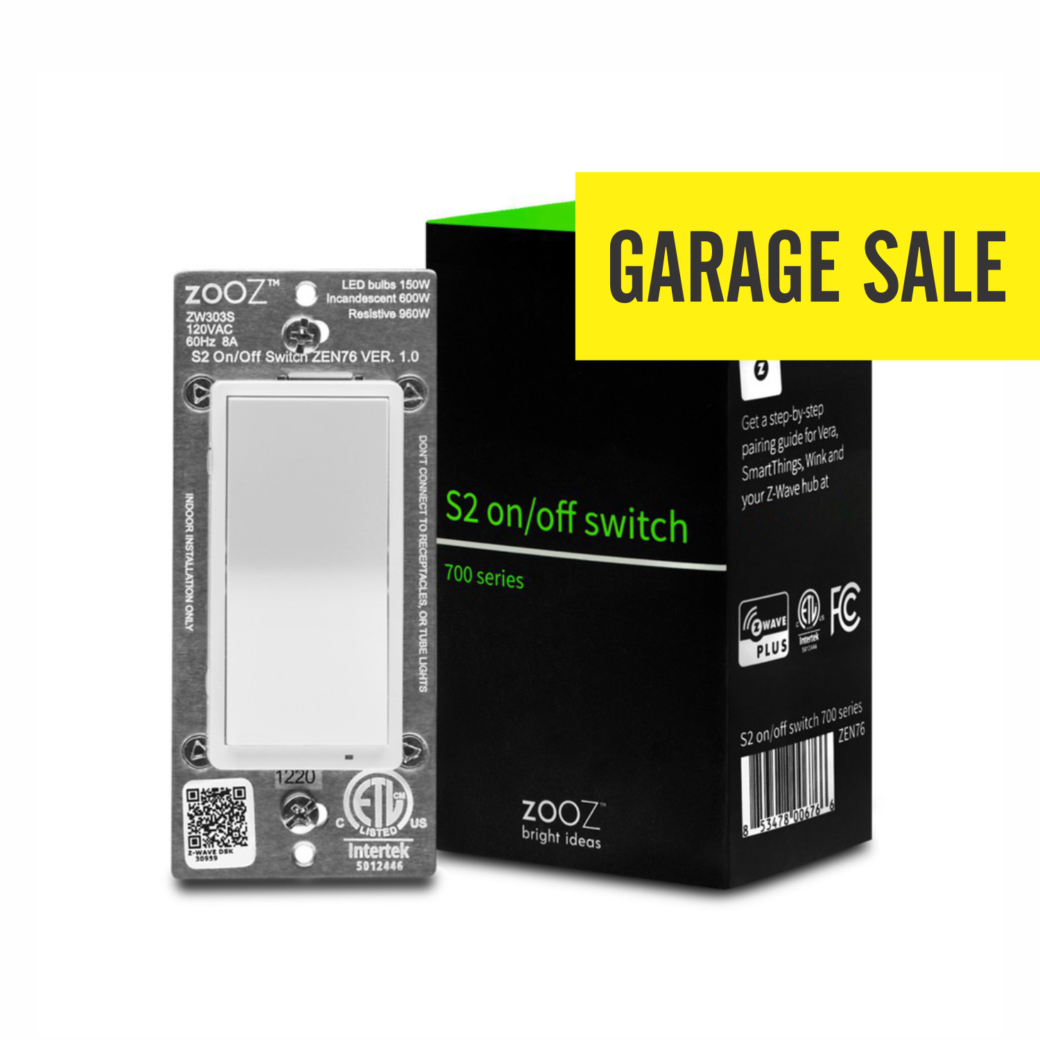 Zooz 700 Series Z-Wave Plus S2 On / Off Wall Switch ZEN76 Garage Sale Deal
