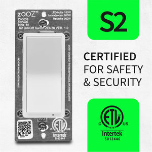 Zooz 700 Series Z-Wave Plus S2 On / Off Wall Switch ZEN76 Safety Certificate