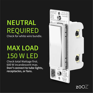 Zooz 700 Series Z-Wave Plus S2 On / Off Wall Switch ZEN76 Electrical Requirements
