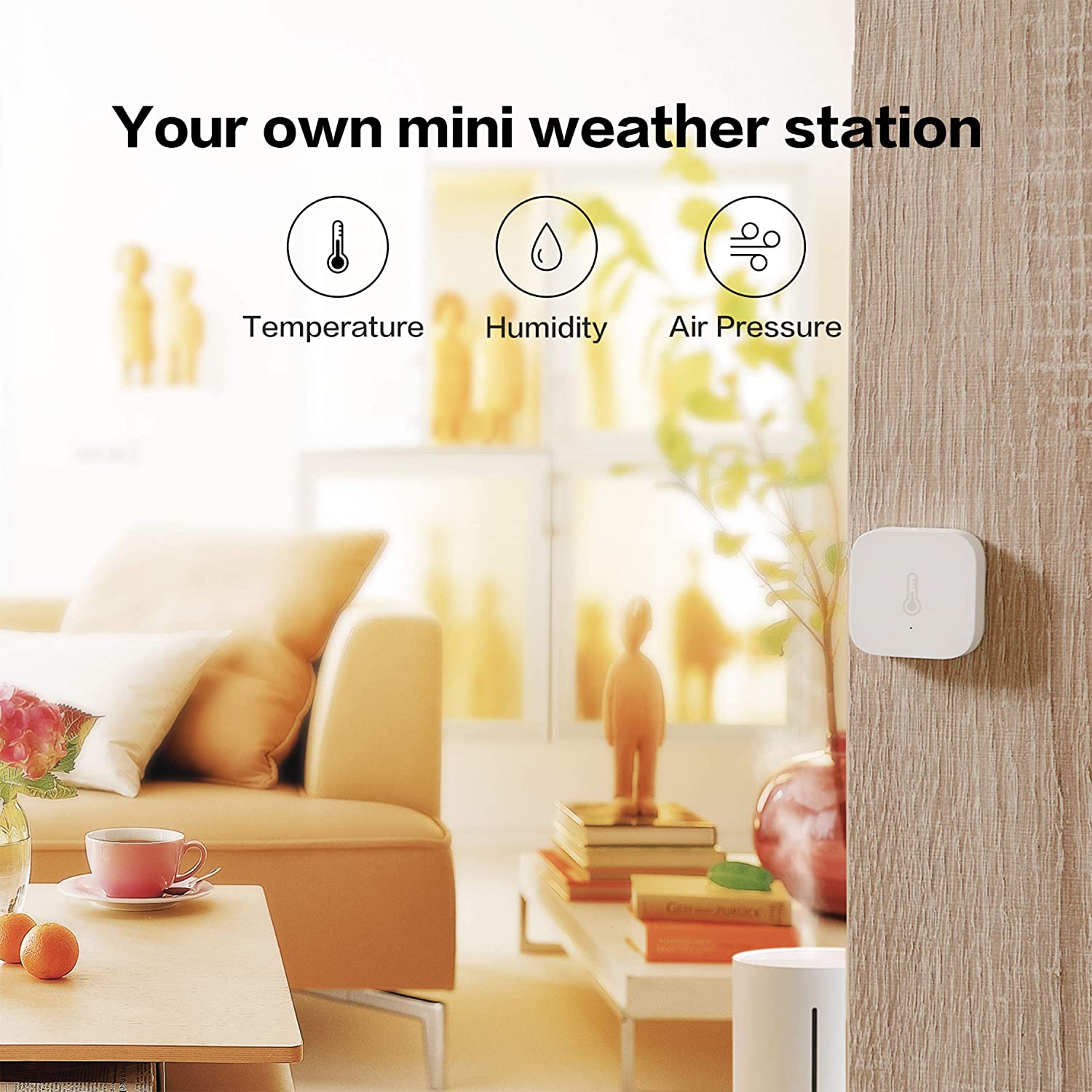 WiFi Intelligent Temperature Humidity Sensors Time Large Display for Home  Office Bedroom Kitchen Living Room Hotel Temperature Humidity Sensors 