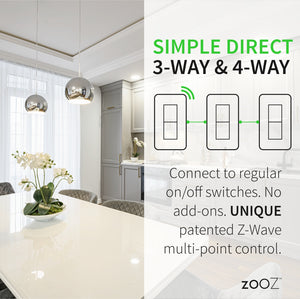 Zooz 700 Series Z-Wave Plus S2 On / Off Toggle Switch ZEN73 Simple Direct 3-Way and 4-Way