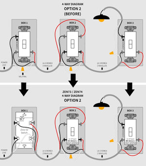 Zooz 700 Series Z-Wave Plus S2 On / Off Toggle Switch ZEN73 4-way wiring diagram