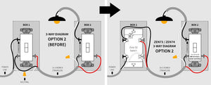 Zooz 700 Series Z-Wave Plus S2 Toggle Dimmer Switch ZEN74 3-Way wiring Option 2