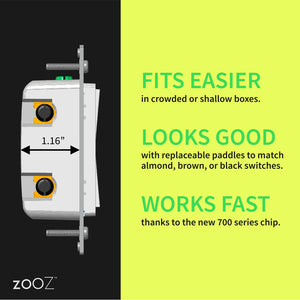 Zooz 700 Series Z-Wave Plus On / Off Light Switch ZEN71 Dimensions