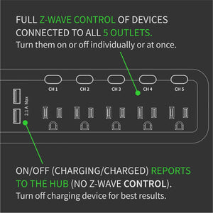 Zooz Z-Wave Plus S2 Power Strip ZEN20 VER. 2.0 Manual Control