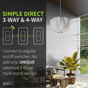Zooz 700 Series Z-Wave Plus S2 On / Off Wall Switch ZEN76 Patented 3-Way Solution