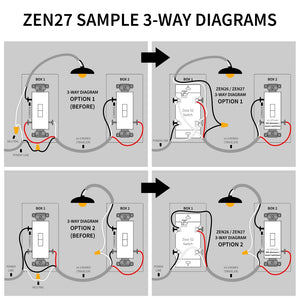 Zooz Z-Wave Plus S2 Dimmer Switch ZEN27 with Simple Direct 3-Way Diagrams